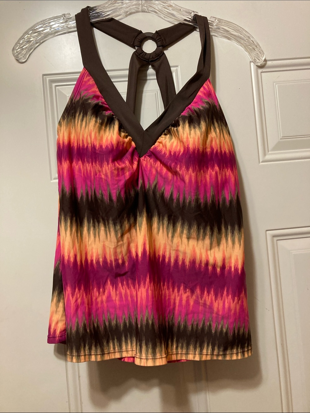 Women's Pink &‎ Orange Zigzag Swim Top 10